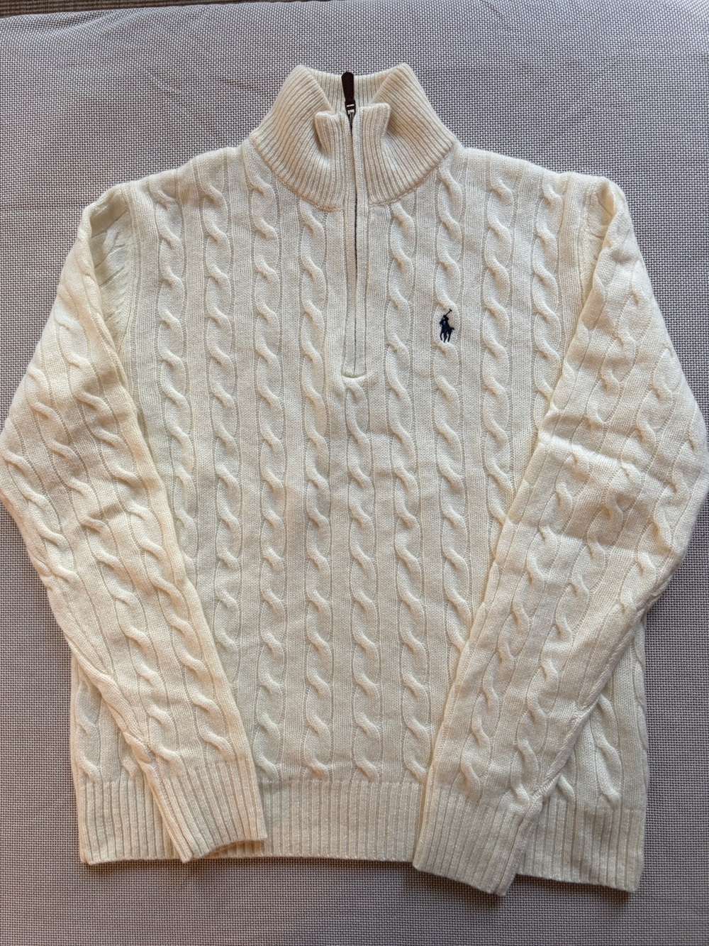 $268 Polo Ralph Lauren wool and cashmere half zip sweater cream ivory - Picture 3 of 7